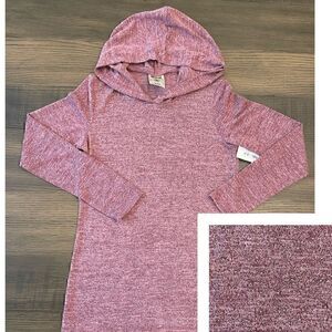 Vocal Lightweight Heathered Plum Long Sleeve Hooded Top with Small Studs